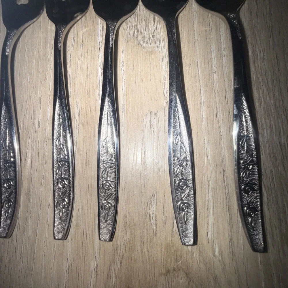EKCO Eterna ROSE COTILLION  Salad Forks Set of 5 Korea Stainless Steel